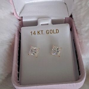 14k Solid Yellow Gold 6mm Moissanite 2.70CTW Stud Earrings